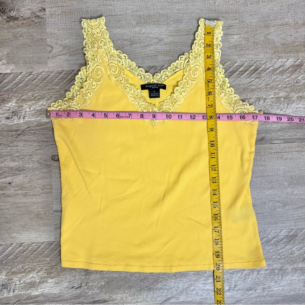 August Silk Yellow Camisole with Lace Trim Y2K feminine layering top - Picture 4 of 8